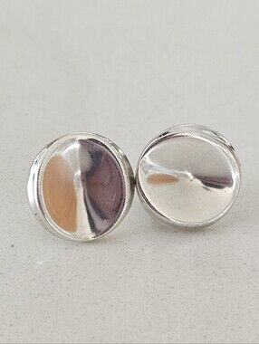 Vintage MCM Georg Jensen Denmark Round Sterling Silver Disc 136D Stud Earrings